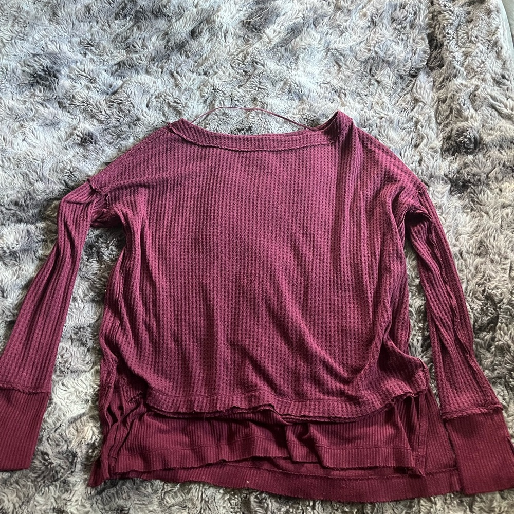 Free People Burgundy Thermal Top